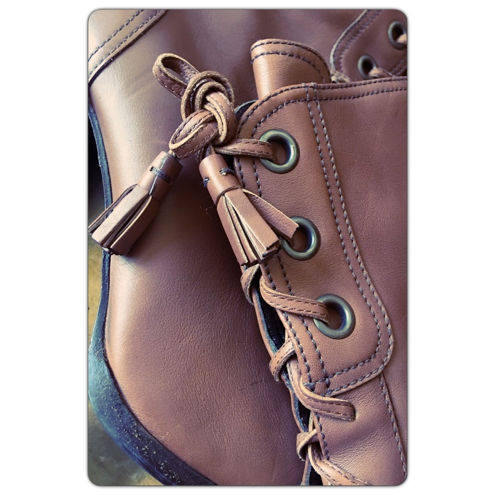 Miu Miu Brown Leather laceup Tall Ankle Booties 39 - Picture 5 of 8